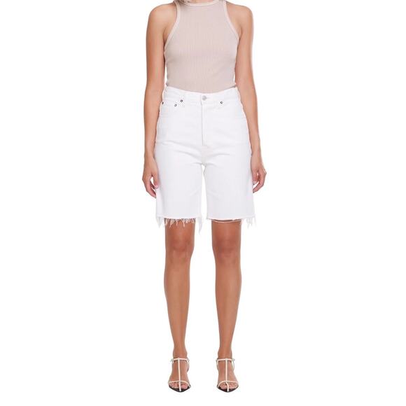AGOLDE 90's Pinch Waist High Rise Cutoff Jean Shorts Porcelain White Size 27 - Picture 4 of 14